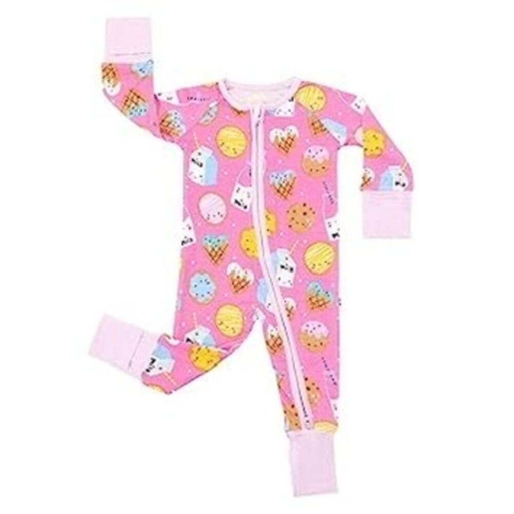 Little Sleepies Pink Cookies & Milk Bamboo Baby Pajamas